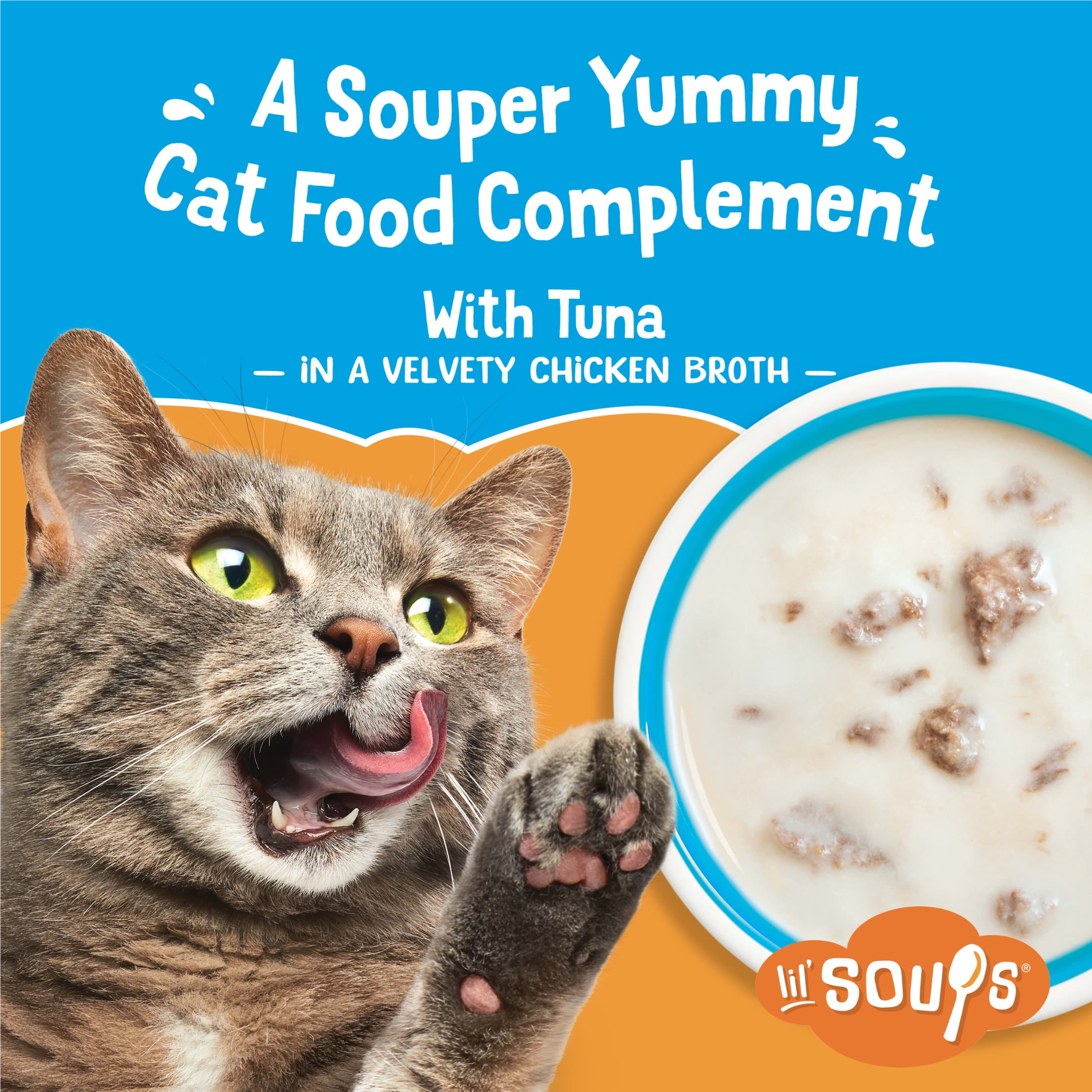 Purina Friskies Natural, Grain Free Lickable Cat Treats Lil’ Soups with Tuna in Chicken Broth, 1.2 oz Cups (8 Pack)