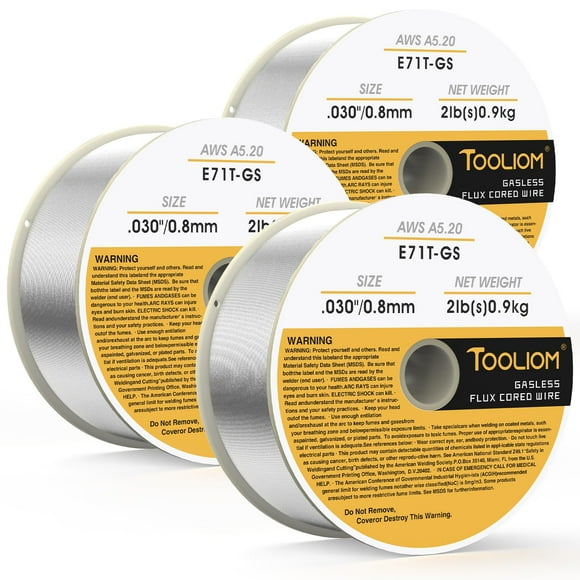 Alambre de soldadura MIG TOOLIOM E71T-GS, 0,030 pulgadas, 0,9 kg, paquete de 3