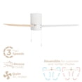 thumbnail image 4 of Heritage 52in 3-Blade Pull Chain Flush Mount Fan 2700K-3000K-4000K-5000K-6000K CCT Selectable LED Light Kit with White Hardware with Reversible Blades in Natural Wood or White, 4 of 10