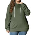 thumbnail image 2 of Women's Plus Size Pullover Hoodie Solid Color Long Sleeve Hooded Sweatshirt, Cozy and Warm Fall Winter Casual Fashion Top with Soft Fabric for Everyday Wear and Outdoor Activities,Army Green,4XL, 2 of 7