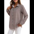 thumbnail image 1 of Camisas de Mujer con Botones, Casuales, de Larga, A Cuadros, con Estampados, Blusas Holgadas con Cuello A . Color Café S, 1 of 8