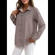 thumbnail image 1 of Camisas de Mujer con Botones, Casuales, de Larga, A Cuadros, con Estampados, Blusas Holgadas con Cuello A . Color Café M, 1 of 8