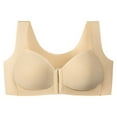 thumbnail image 4 of Fiaer Women Front Closure Bras Wirefree Push up Full Coverage Back Smooth Wide Shoulder Straps Bra Beige 110C, 4 of 5