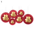thumbnail image 2 of 1 Set Paper Fan Clear Pattern Tear Resistant Easy to Assemble Red Wedding Paper Fan Decoration for Annivesary, 2 of 8