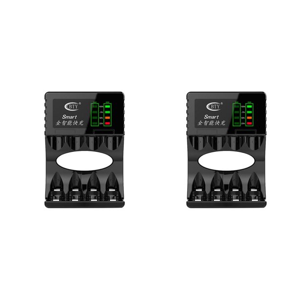 Bearachild para AA/AAA rápido de Indicadores LED 5V/1A Dispositivo de carga de recargable de 4 ranuras negro Ensacado 2piezas