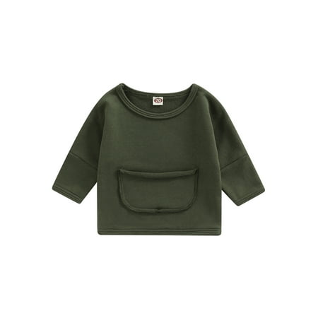 

ZIYIXIN Toddler Baby Boys Girls Pullover Sweatshirt with Pockets Long Sleeve Sweater Tops Kids Fall Clothes Army Green 2-3 Years