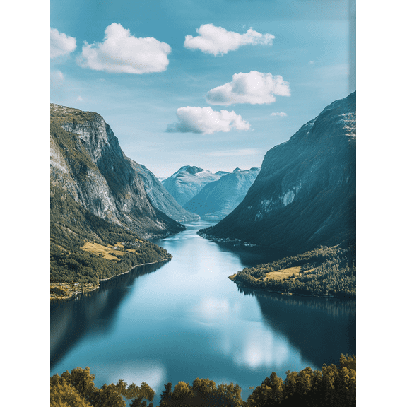 Scenic Fjord Landscape Canvas Print/Wall Art， Perfect for Living Room，Office， Hotel， and Restaurant Decor