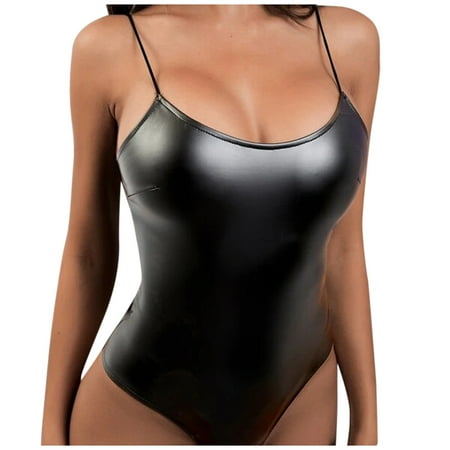 GuLuBin Holiday Lingerie for Women Plus Size Fashion Comforts Patent Leather Sleepwear Lingerie Temptation Underwear Nightdress
