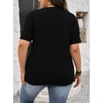 thumbnail image 2 of Camiseta de moda para el Día de San Patricio para mujer, talla grande, con estampado de trébol de la suerte y "Feliz Día de San Patricio", informal, de mezcla de algodón negra, con cuello redondo, lav, 2 of 6