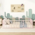 thumbnail image 4 of Kumix Queen Size Floor Bed, Metal Floor Bed with Fence and Door for Boys/Girls, Floor Bed with Guardrail for Bedroom, Playroom, Floor Bed for Aged 1-3, Montessori Floor Bed, Pink, 4 of 7
