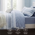 thumbnail image 2 of U by Bedsure Queen Comforter Set Blue, 7 Pieces Reversible Bed in a Bag, Striped Bedding Set, All-Season, 2 of 9