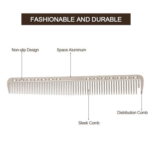 Peahefy Space Aluminum Comb,Professional Hair Comb Space Aluminum Stainless Steel Anti- static Comb Beauty Tools, Beauty Tools