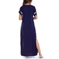 thumbnail image 4 of CHUANK Robe Maxi pour Femmes Économies Liquidation Aubaines Femmes Col en V Fendue Manches Courtes Robe Imprimée Grande Taille Été Décontractée Longues Robes Robes d'Invitée de Mariage Robe de Plage pour Fête Blanc TTG, 4 of 4