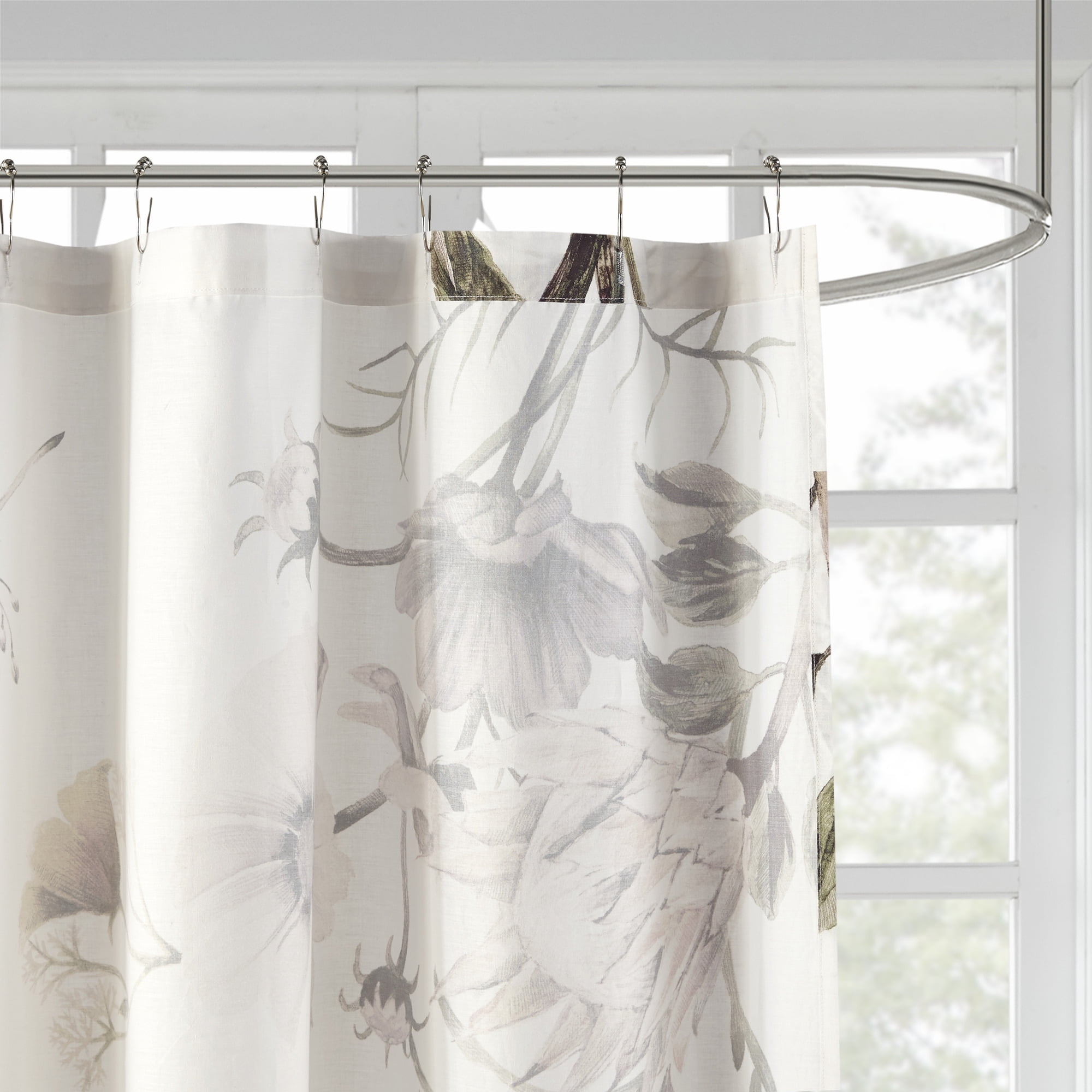 Madison Park Shower Curtain, Floral Bathroom Curtain, 12 Button Holes, Washable, Blush, 72" x 72"