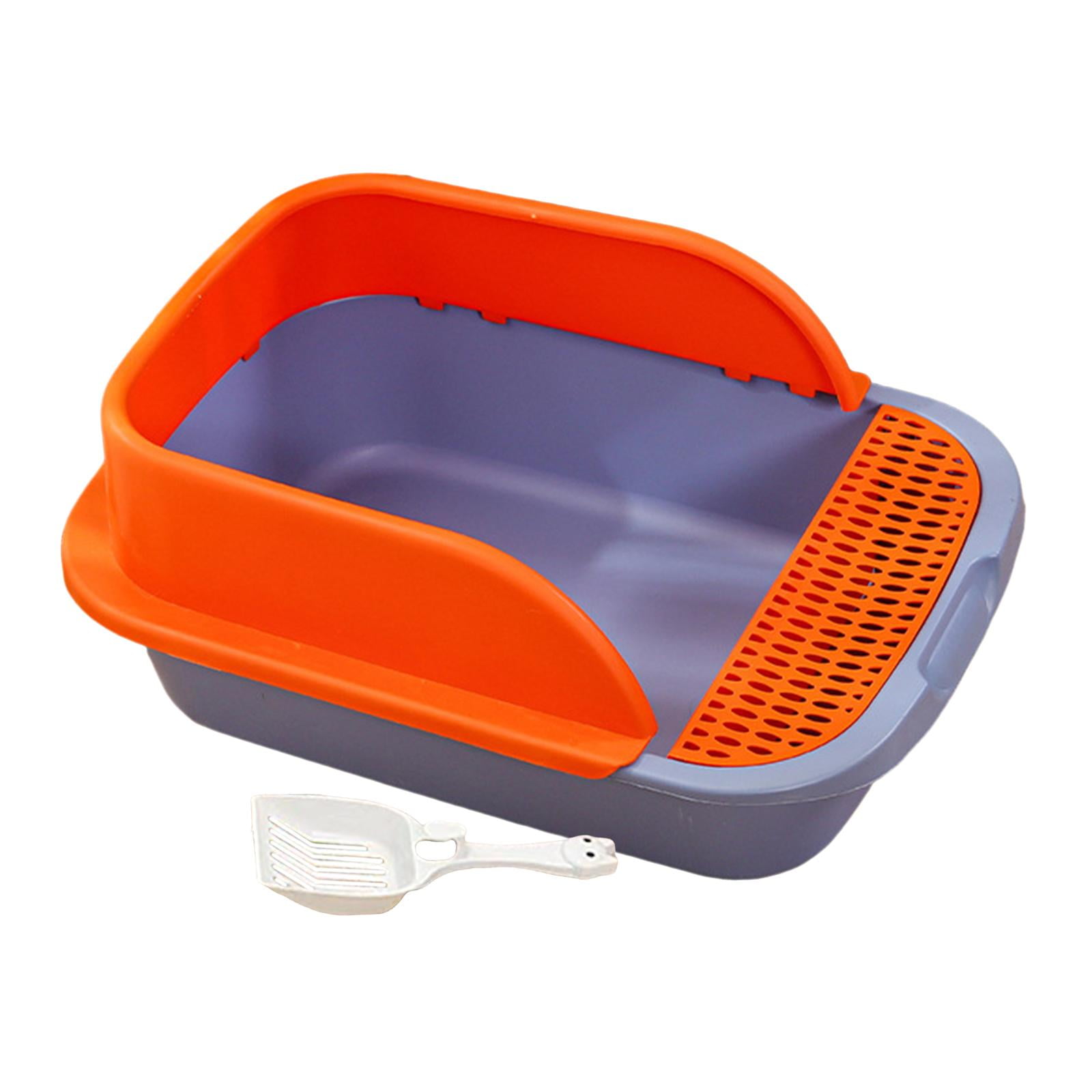 Cat with Frame, with Scatter , Easy Clean, High Sides Cat with er, Kitty , , Cat Toilet Blue Orange Medium