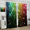 thumbnail image 5 of Rainbow Lights Curtains, Fantasy Colorful Rainbow Polka Dots Printed Window Treatments for Bedroom Living Room, 42" W X 54" L, 5 of 6