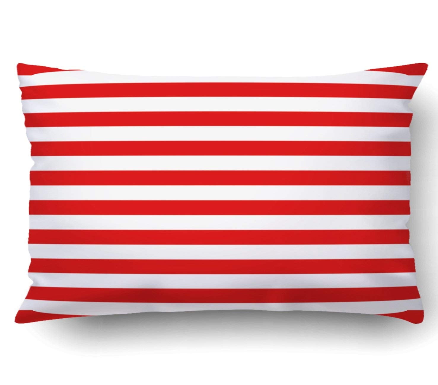 WOPOP Geometric Horizontal Striped Red And White Stripes Pillowcase