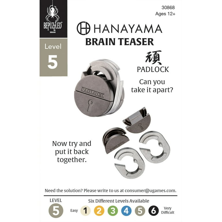 BePuzzled, Padlock Hanayama Metal Brainteaser Puzzle Level 5 Ages