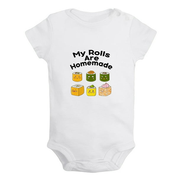 iDzn My Rolls Are Homemade Funny Rompers For Babies, Newborn Baby Unisex  Bodysuits, Infant Jumpsuits, Toddler 0-24 Months Kids One-Piece Oufits 