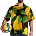 thumbnail image 4 of pear Men's Button Down Hawaiian Poplin Shirt Summer Beach Printed Casual Short Sleeve Unisex Shirts, 4 of 6