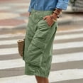 thumbnail image 5 of RYRJJ Women's High-Rise Cotton Twill Capri Hiking Shorts Multi Pocket Casual Loose Long Cargo Shorts Below Knee 3/4 Cargo Pants(Green,XL), 5 of 9