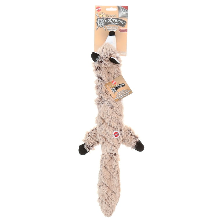 SPOT Skinneeez Extreme Quilted Raccoon Dog Toy, Stuffing Free with