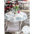 thumbnail image 5 of Outdoor Tablecloth with Umbrella Hole for Patio/Picnic/Party/Camping, Blue Gray Coastal Waterproof Table Cloth Round Cover Washable, Summer Beach Ocean Coral Conch Shell (Dia 54"), 5 of 8