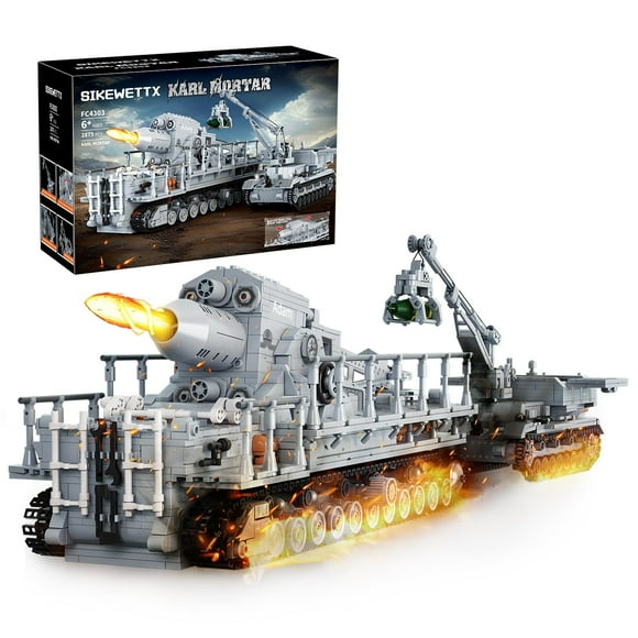 Karl Heavy Mortar Tank Building Block Set 2875 Pieces, Compatible with Lego Military Army Set for Adults WW2 German Mortar Model Kit with Ammo Tracto