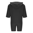 thumbnail image 4 of Ohufall Men Summer 2 Piece Sets Casual Solid Color Cotton Linen Hooded T-shirts and Drawstring Beach Shorts Fashion Loose Tracksuits with Pockets, 4 of 5