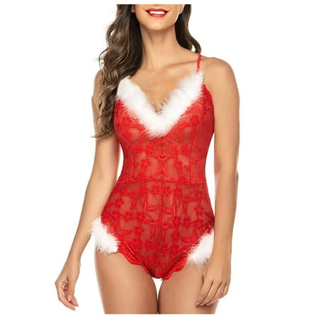 

Christmas Gifts for Women UHEOUN Christmas Sexy Lingerie for Women Sling Lingerie Babydoll for Roleplay Lace Sexy Underwear Bodysuit Rompers for Women Naughty for Play Christmas Clearance Sale