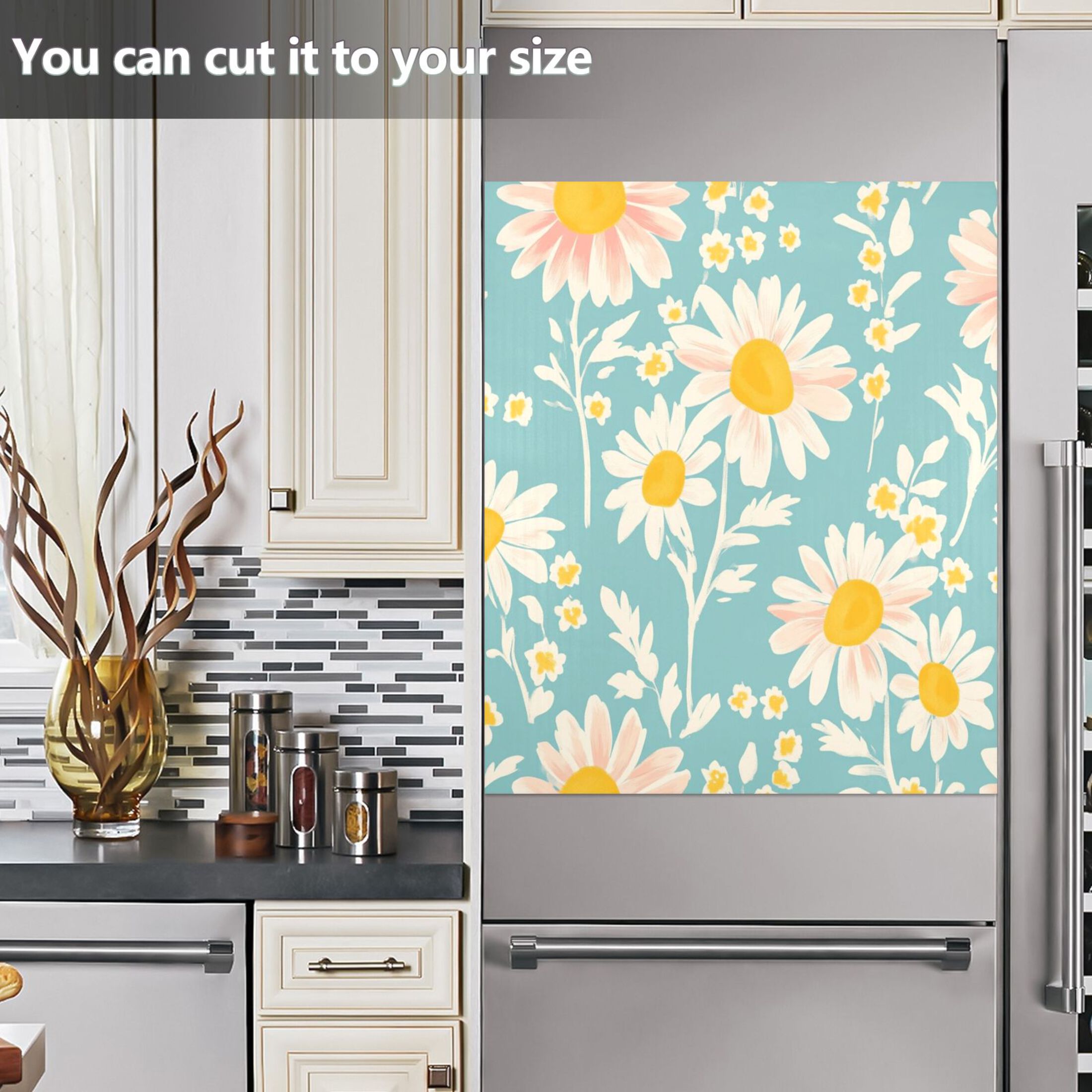 Dishwasher Magnetic Sticker 23x26 Inch Refrigerator Magnetic Sticker Washing Machine Magnetic Sticker Kitchen Panel Magnetic Sticker Home Decor Cool Cartoon Cute Flowers
