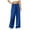 Blue, variant on Satin Pants for Women Pleated Casual High Waist Pull On Flowy Silk Pants Light Breathable Baggy Trendy Long Trousers, S-2XL