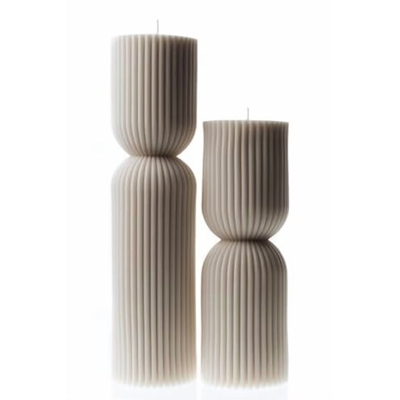 LAWA Hourglass Pillar Candle - Large Beautiful Handmade Pillar Scented Soy Wax Elegant Bubble Aesthetic Candle Housewarming Gift Home Room Shelf Decor Idea - White (Set of 2)