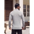 thumbnail image 3 of JWD Men Zip Mock Neck Ribbed Long Sleeve Shirts Stretch Fitted Knit Pullover Light Gray L, 3 of 7