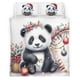 thumbnail image 2 of Juego de cama con bonito panda, 3 piezas, funda de edredón, funda de almohada, edredón de dibujos animados, juego de cama de lujo para niños y adultos POD, 2 of 5