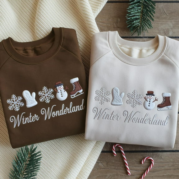 Embroidered Winter Wonderland Sweatshirt, Snowflake Crewneck