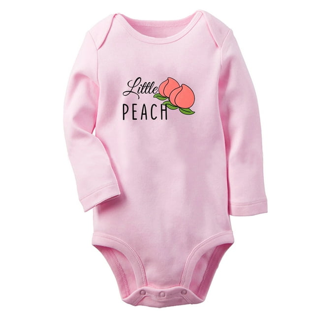 iDzn Little Peach Novelty Rompers, Newborn Baby Unisex Bodysuits, Infant Jumpsuits, Toddler Kids Long Sleeve Oufits