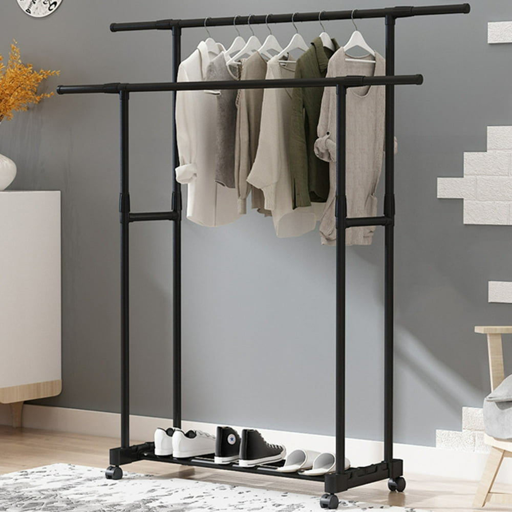 Adjustable Expandable Garment Rack with Wheels, Heavy Duty