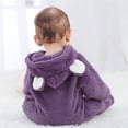 thumbnail image 4 of SYNPOS Baby Boy Girl Bear Ear Hooded Footed Jumpsuit Warm Fleece Romper, 9 Months, 4 of 12