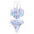 thumbnail image 2 of Alvivi Girls 2Pcs Bikini Suit Ruffle Hem Tube Top Bottom Swimwear Set 2-10, 2 of 7
