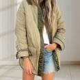 thumbnail image 4 of BAETEUY Women Winter Coat - Double Pockets Loose Color Matching Single-breasted Mid Length Jacket, 4 of 8