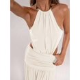thumbnail image 7 of Apricot Backless Halter Maxi Dress With Ruched Waist And Beaded Detail, 7 of 7