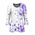 thumbnail image 5 of Utoimkio Clearance 3/4 Sleeve Fall Tops for Women Oversized 2024 Crewneck Casual Floral Print Shirts Blouses for Women, 5 of 5