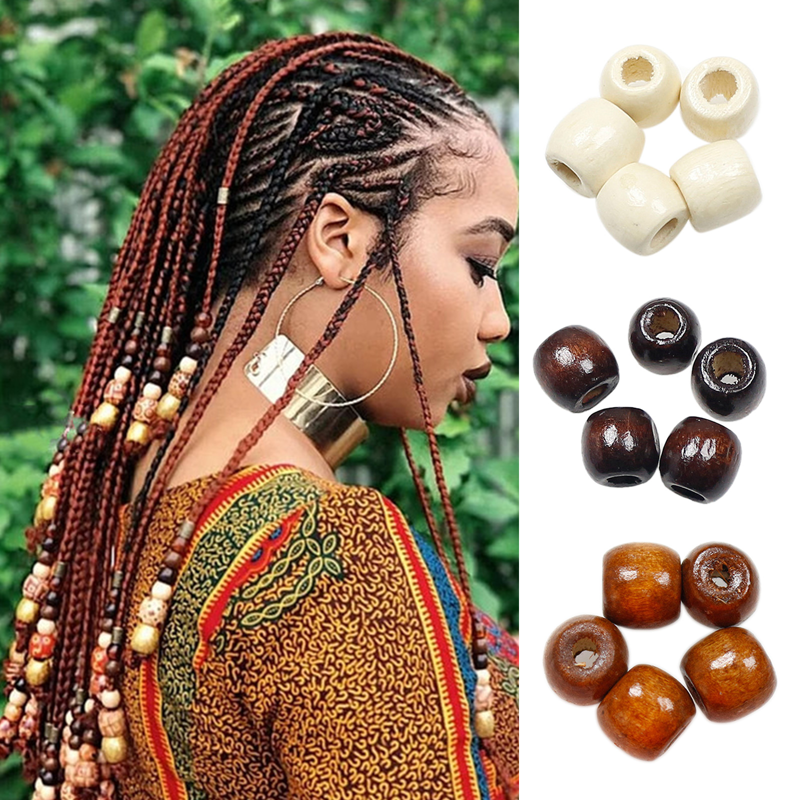 JNANEEI Wooden Beads Mini Beads Hair Accessories for Hair Braid