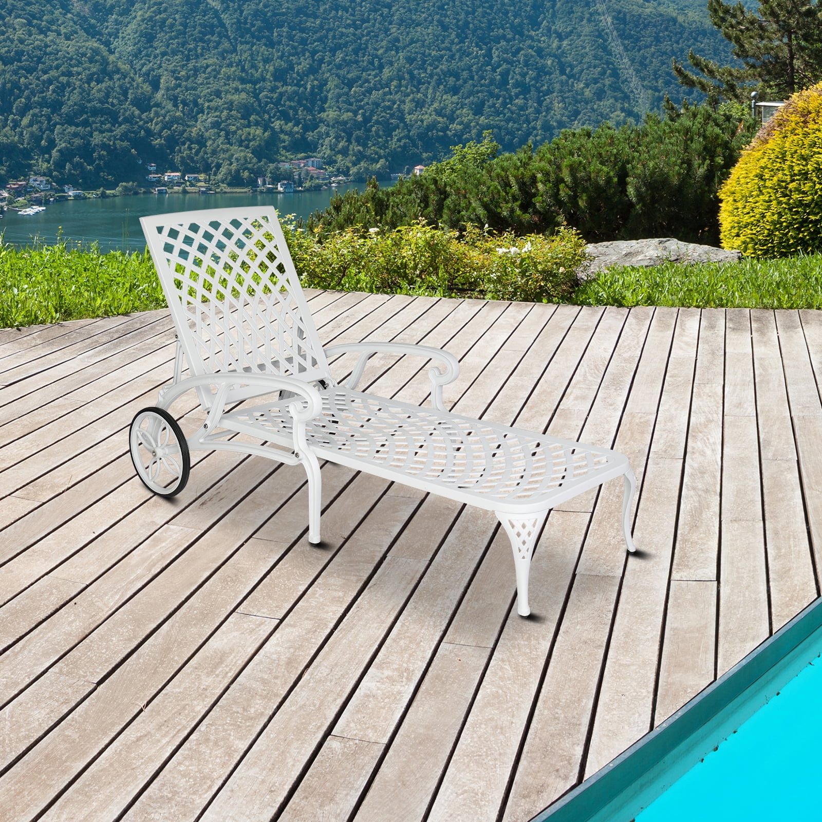 Metal outdoor chaise lounge discount