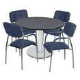 thumbnail image 2 of Via 48" Round Platter Base Table- Grey/Chrome & 4 Uptown Side Chairs- Navy, 2 of 7