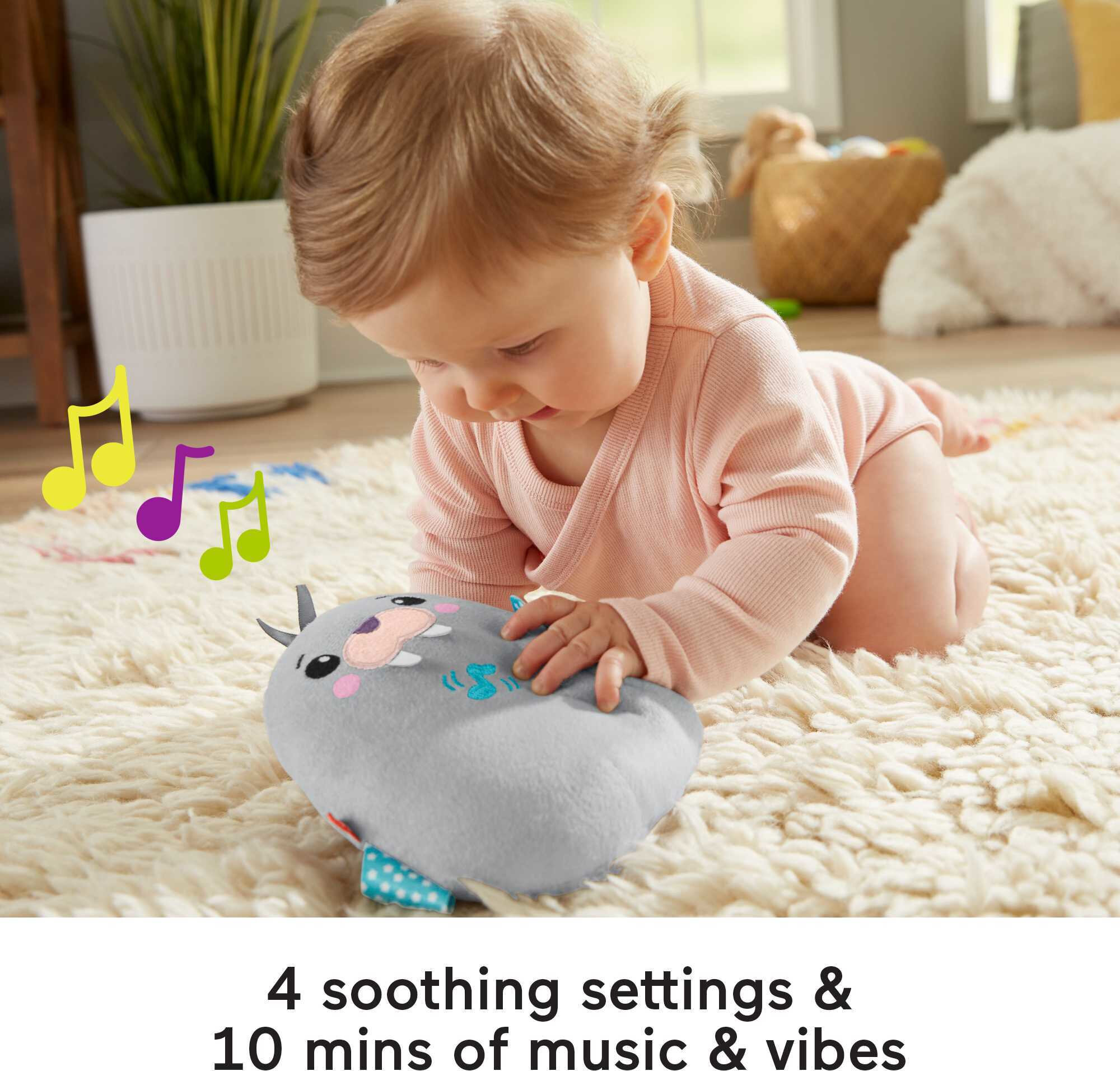 Fisher-Price Chill Vibes Walrus Soother Newborn Sound Machine Plush Baby Toy with Music - image 4 of 8