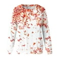 thumbnail image 4 of CLOISE Sweatshirts for Women Floral Graphic Pullover Sweatshirts Crew Neck Long Sleeve Hoodies Shirts Orange Raglan Basic Tops Fall Casual Preppy Clothes XL, 4 of 5