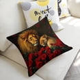 thumbnail image 5 of Lions, roses Linen toss pillowcase Decoration pillowcase Gift preferred 20x20" Cushion cover 4 set Sofa pillowcase Sofa bedroom living room car, 5 of 8