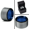 thumbnail image 3 of P. Manoukian Tungsten Wedding Band Ring 12mm for Men Women Blue Black Flat Cut Brushed Polished Lifetime Guarantee Size 11.5, 3 of 3